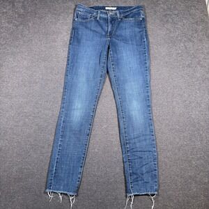 Levi's 311 Shaping Skinny Jeans Womens 28 Blue Raw Hem Mid Rise Stretch Denim